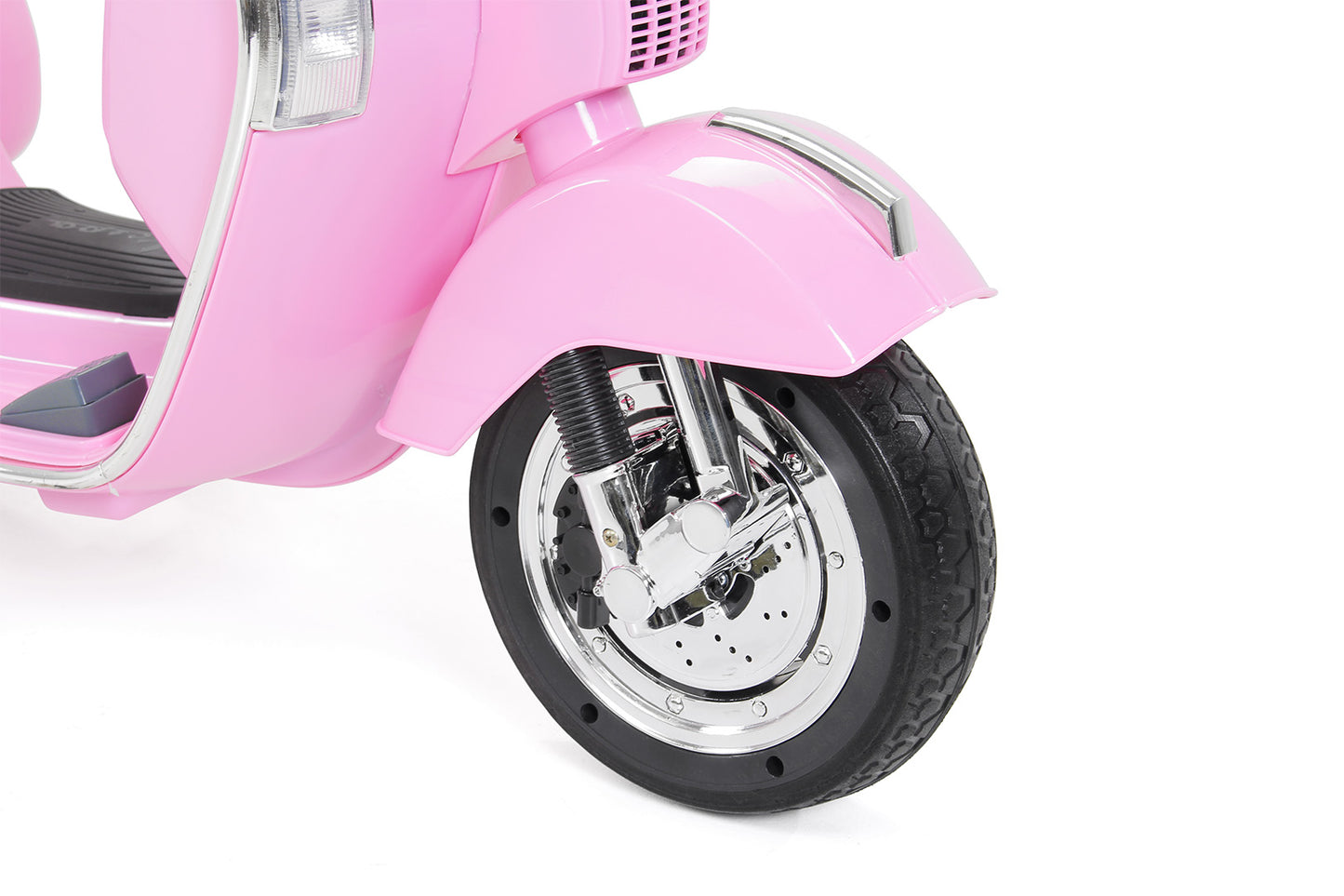 Kinder-Elektroroller Vespa, lizenziert, EVA-Reifen, LED-Scheinwerfer, Koffer, Soundmodul, Stützräder