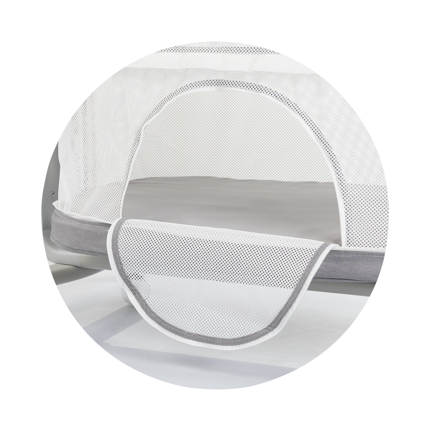 ELEKTRISCHES BEISTELLBETT/BABYWIEGE MIT ABKLAPPBARER SEITE „ULTIMA“ GREY