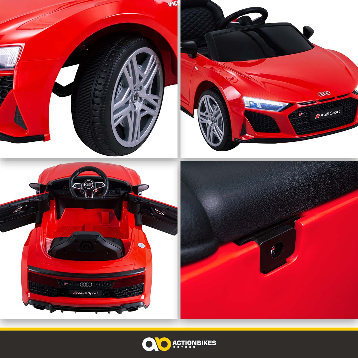 Kinder-Elektroauto Audi R8 Spyder lizenziert, 60 Watt, LED-Scheinwerfer, Musik, Hupe, Fernbedienung