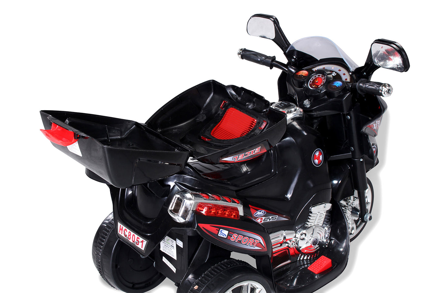 Kindermotorrad C051, Kinder-Elektro-Motorrad mit 12-Watt-Motor, LED-Scheinwerfer, 2-Gang-Getriebe
