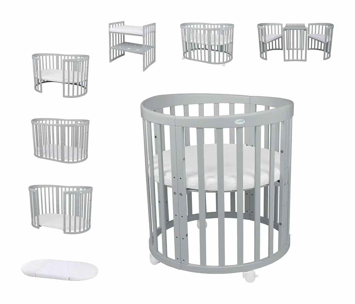 OVALES BABYBETT 7-IN-1 - WALDIN GRAU