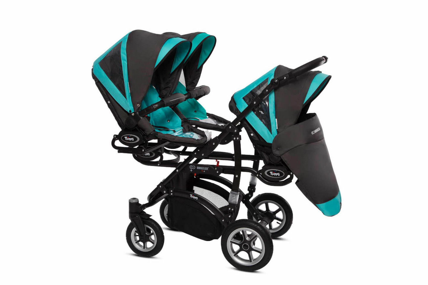 Kinderwagen „TRIPPY“ für Drillinge - TÜRKIS