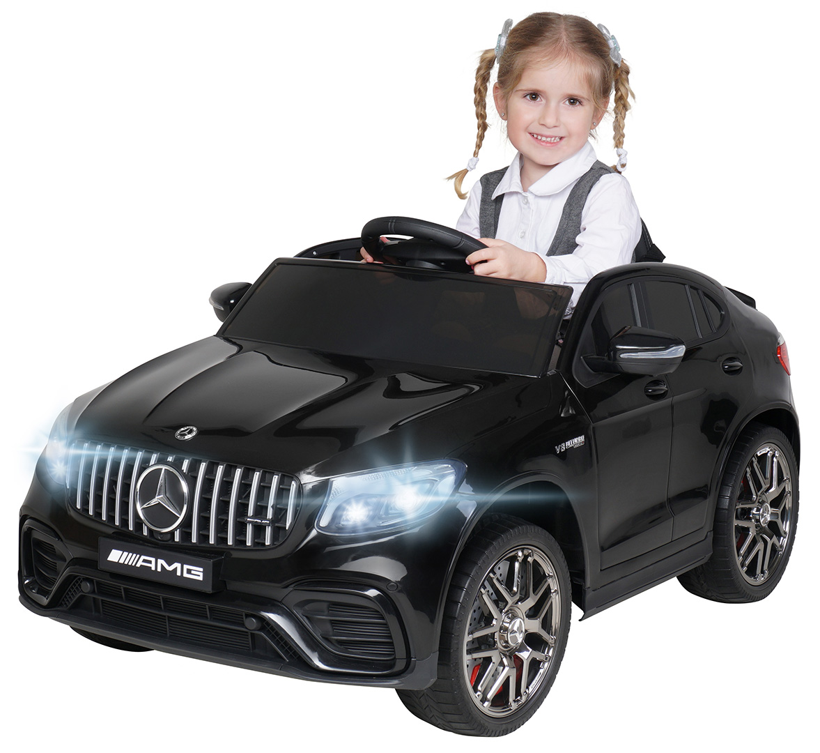 Kinder-Elektroauto Mercedes AMG GLC 63S Coupé, 4x4-Antrieb, Fernbedienung, 140 Watt, LED, EVA-Reifen