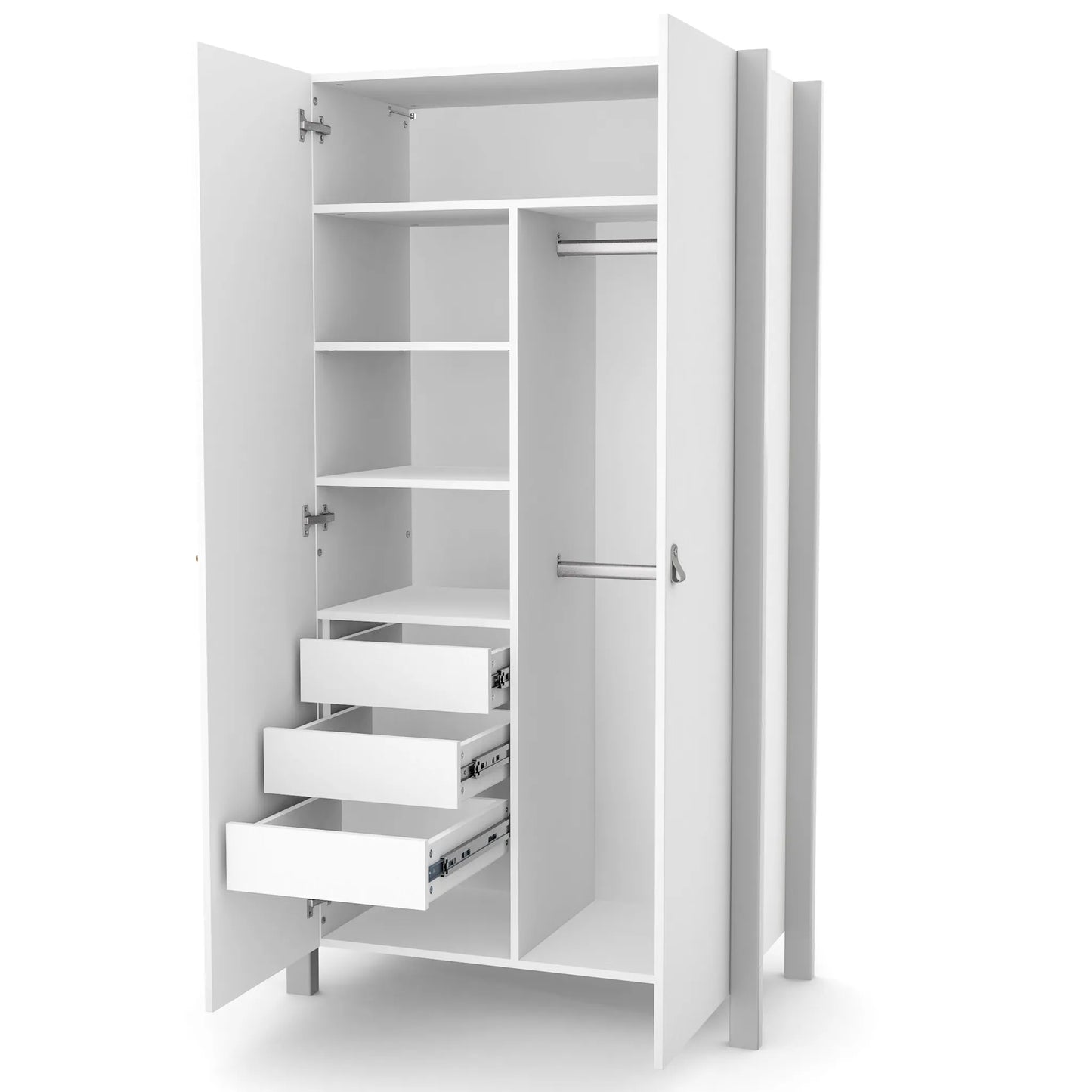 Veres Monaco Kinderzimmer / Möbelset / Babyzimmer (Babybett, Wickelkommode, Schrank) - Weiß Grau