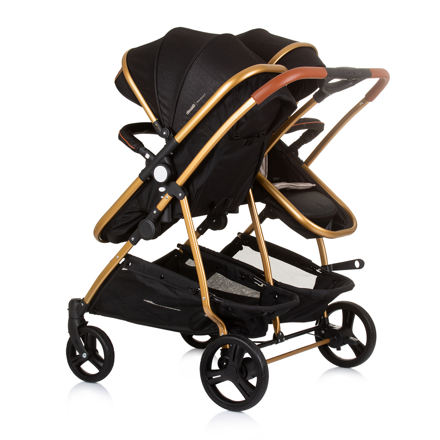 KINDERWAGEN FÜR ZWEI KINDER DUO SMART OBSIDIAN / GOLD