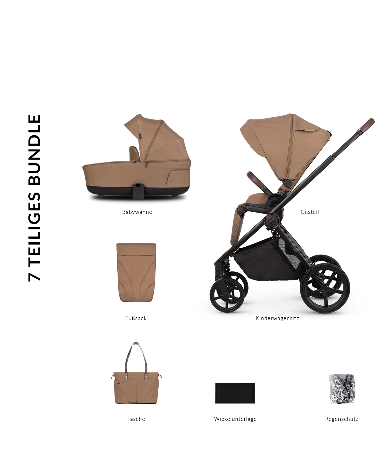 VENICCI CLARO „CARAMEL“ - 2-in-1 Kinderwagen