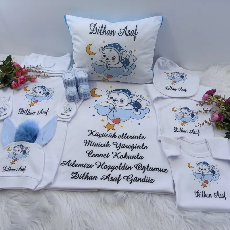 Personalisierte Babykleidung bedruckt 11-TLG - Bär mit Herz