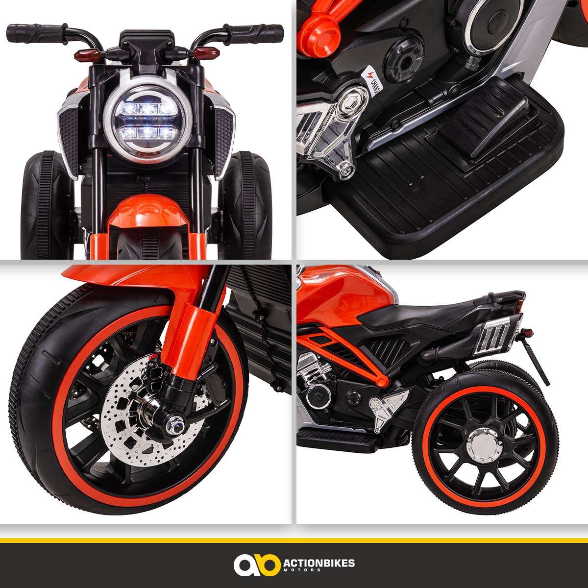 Kindermotorrad Cruiserbike, Motorsound, Bremsautomatik, 36 Watt, 2x 6 Volt, Hartplastikreifen, LED