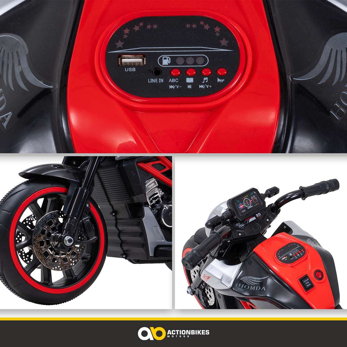 Kindermotorrad Cruiserbike, Motorsound, Bremsautomatik, 36 Watt, 2x 6 Volt, Hartplastikreifen, LED