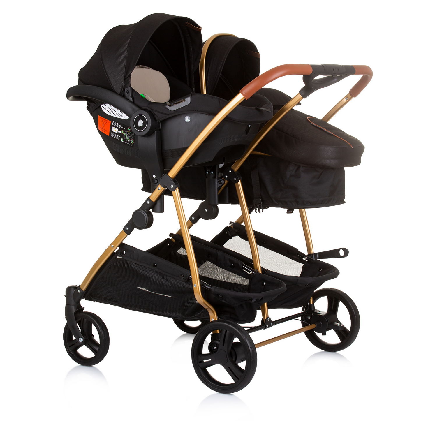 KINDERWAGEN FÜR ZWEI KINDER DUO SMART OBSIDIAN / GOLD