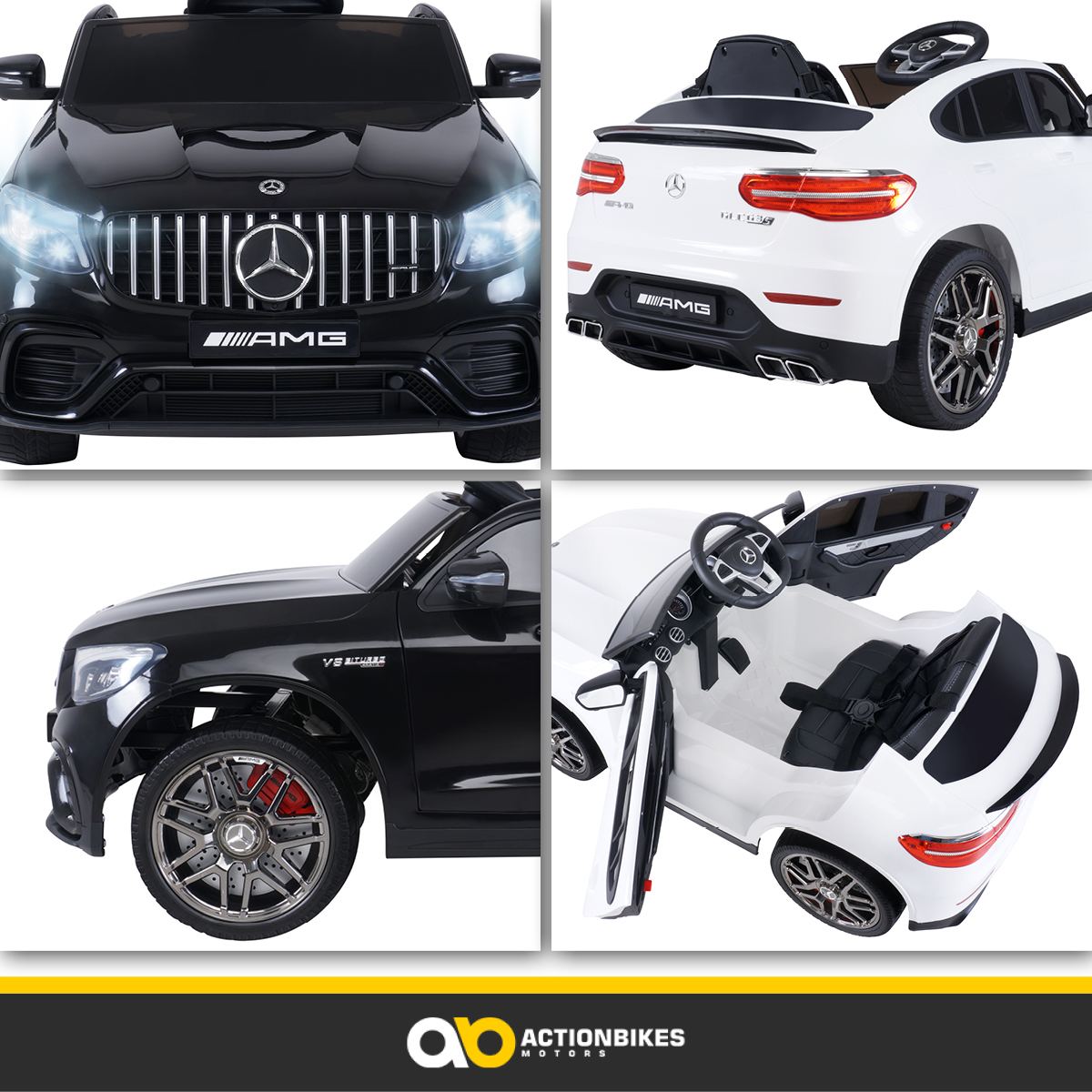 Kinder-Elektroauto Mercedes AMG GLC 63S Coupé, 4x4-Antrieb, Fernbedienung, 140 Watt, LED, EVA-Reifen
