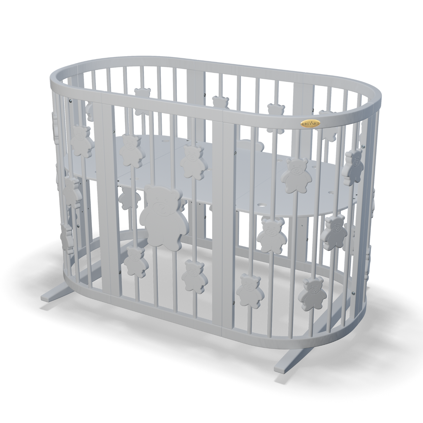 SMART BED 9-in-1-Verwandlungsbett mit Bärenmotiven, milchfarben