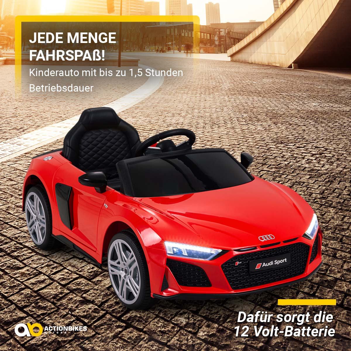 Kinder-Elektroauto Audi R8 Spyder lizenziert, 60 Watt, LED-Scheinwerfer, Musik, Hupe, Fernbedienung