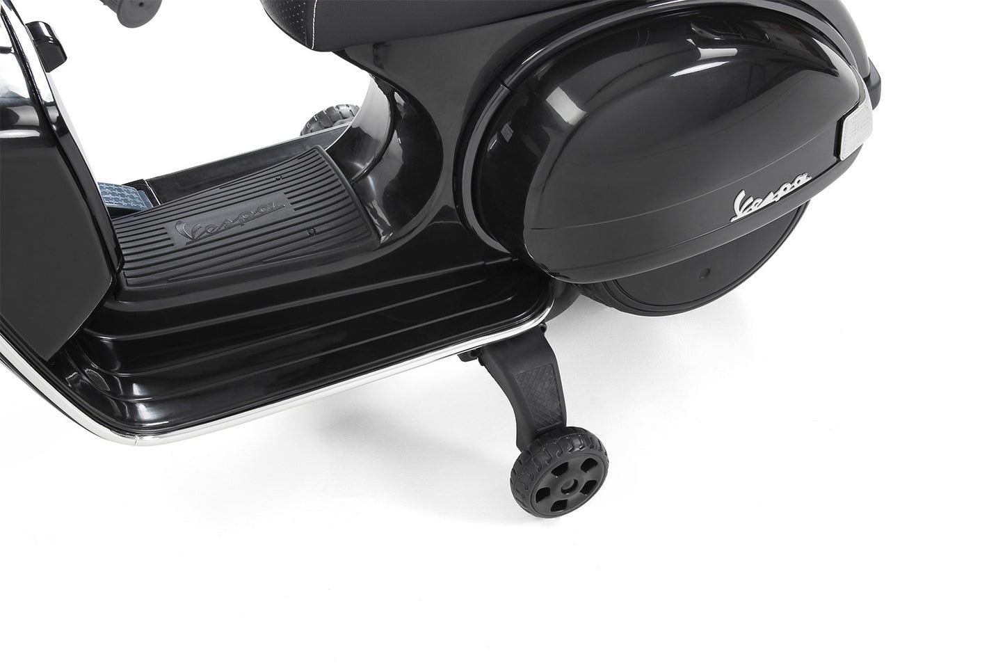 Kinder-Elektroroller Vespa, lizenziert, EVA-Reifen, LED-Scheinwerfer, Koffer, Soundmodul, Stützräder