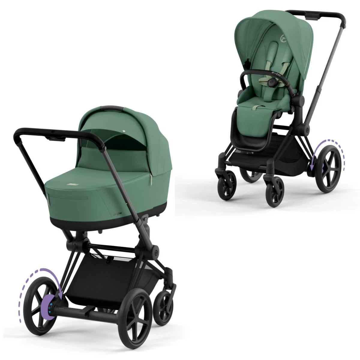 CYBEX e-PRIAM Set Gestell in Matt Black - Leaf Green