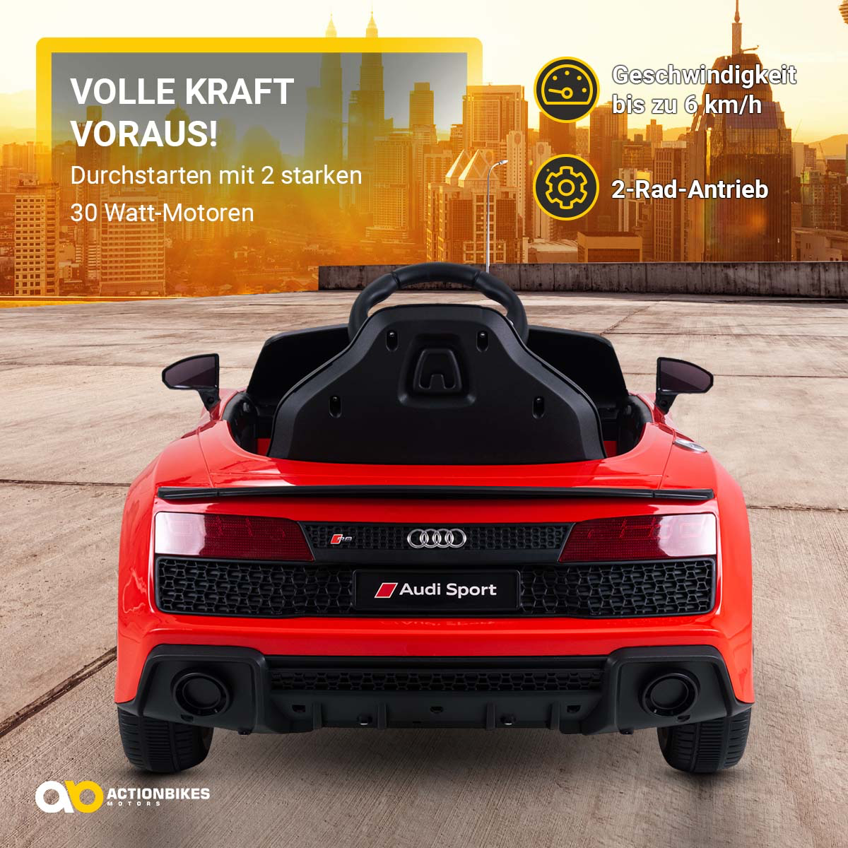 Kinder-Elektroauto Audi R8 Spyder lizenziert, 60 Watt, LED-Scheinwerfer, Musik, Hupe, Fernbedienung