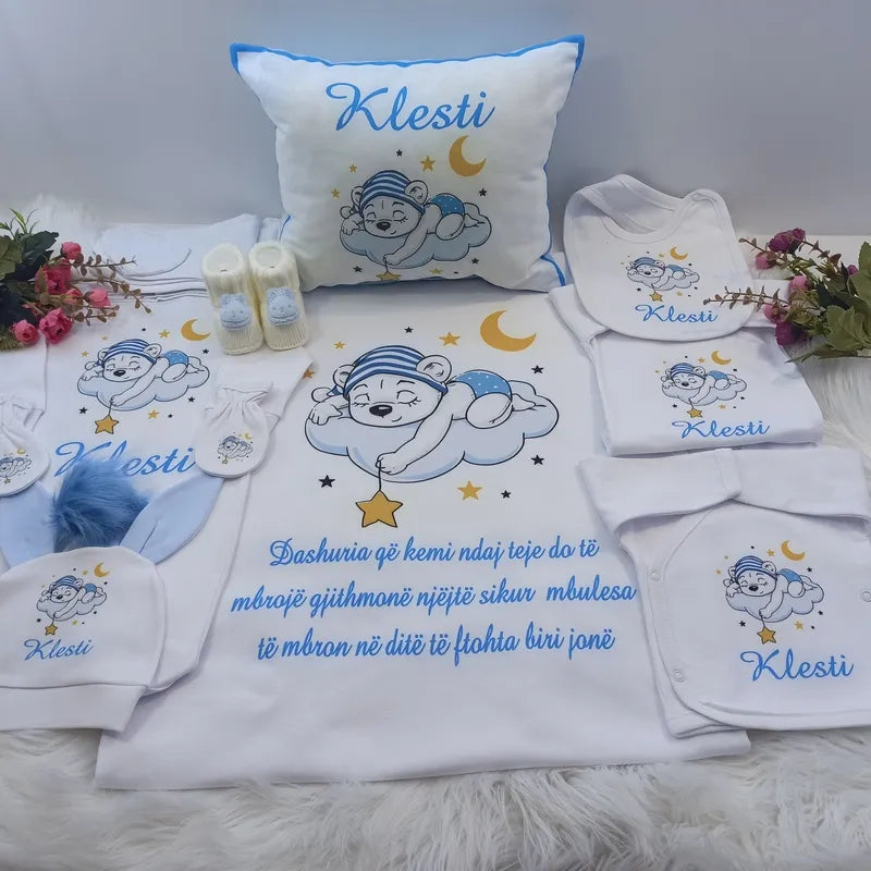 Personalisierte Babykleidung bedruckt 11-TLG - Blue Bär