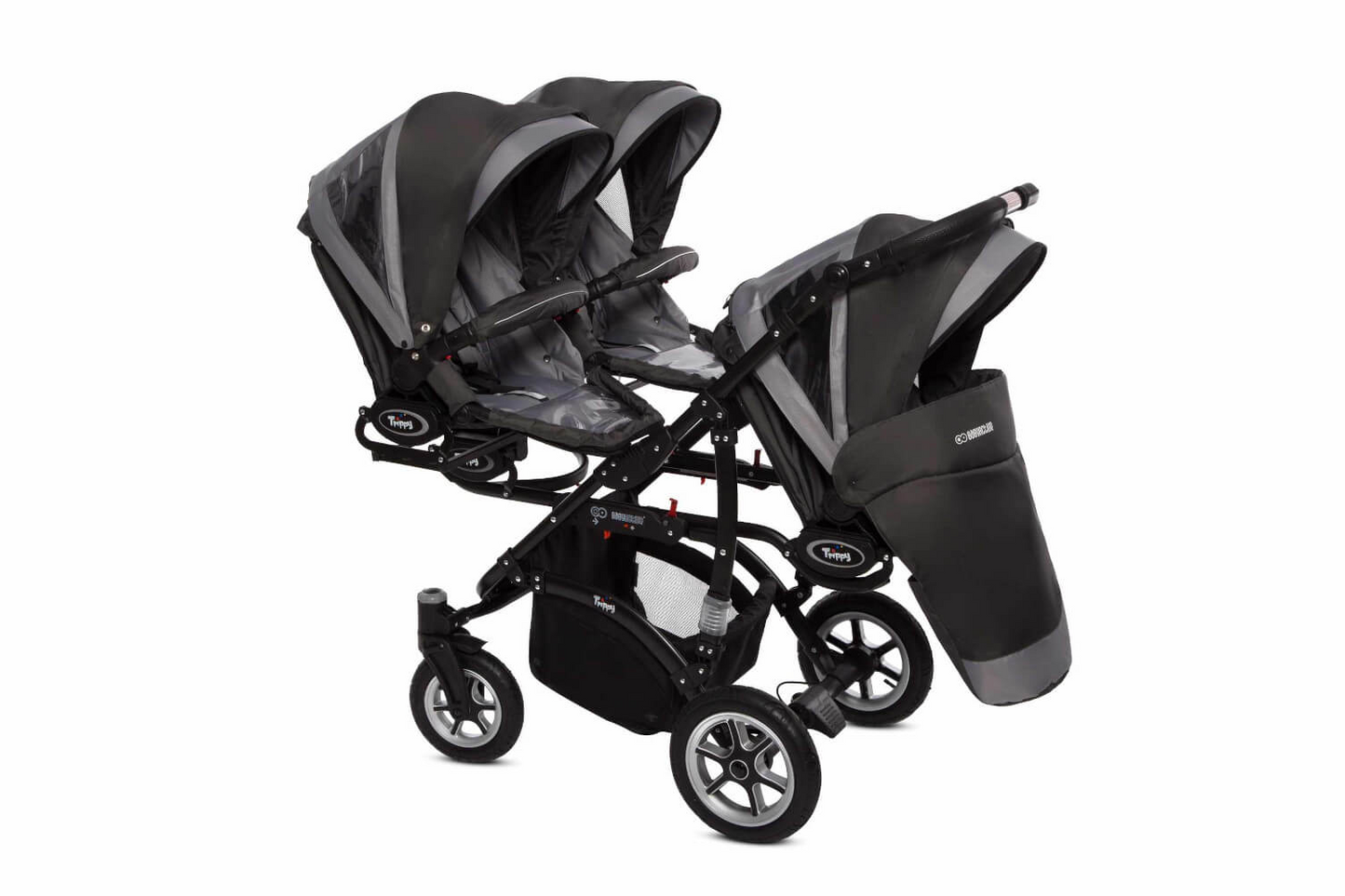 Kinderwagen „TRIPPY“ für Drillinge - GRAU