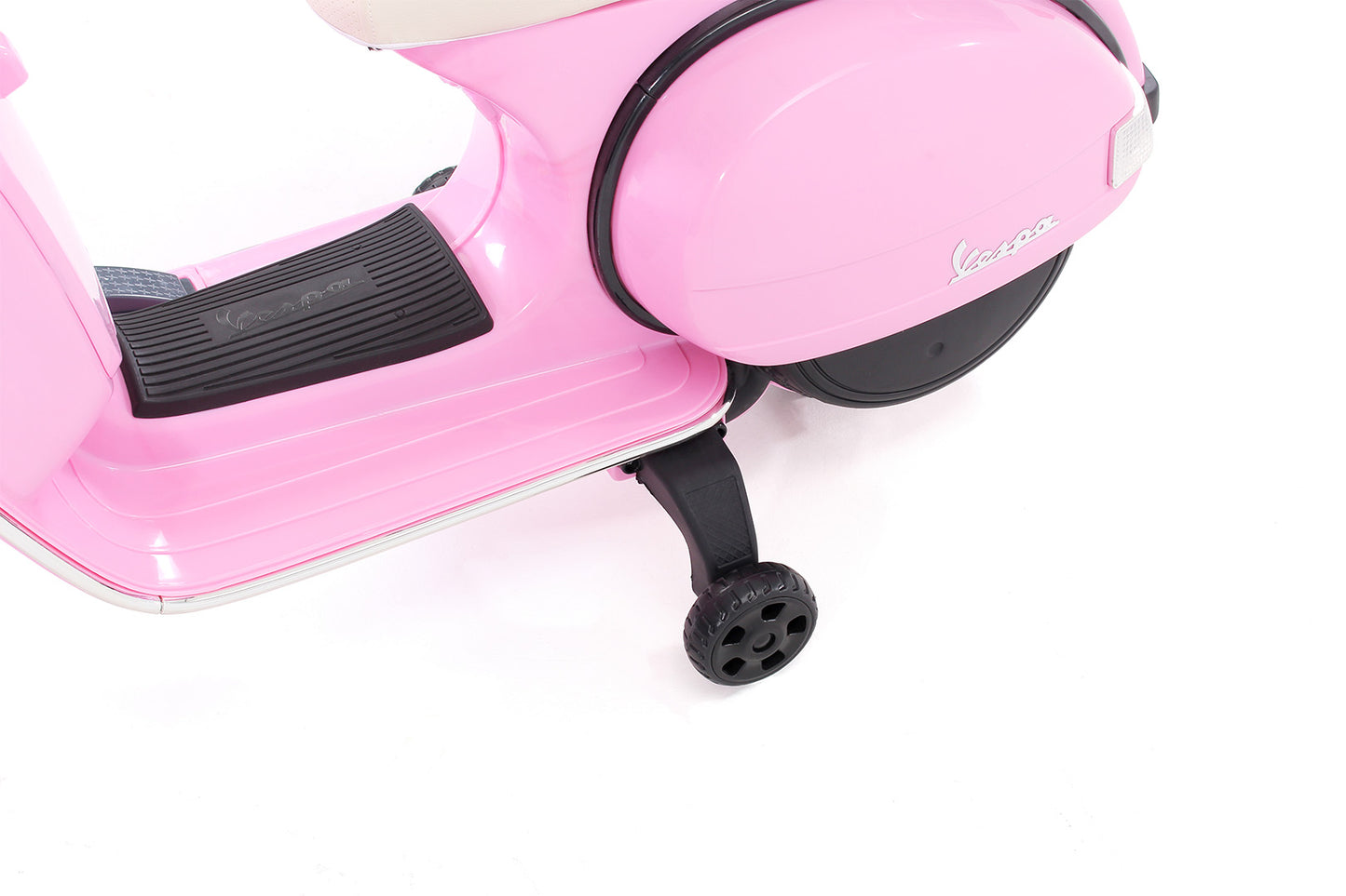 Kinder-Elektroroller Vespa, lizenziert, EVA-Reifen, LED-Scheinwerfer, Koffer, Soundmodul, Stützräder