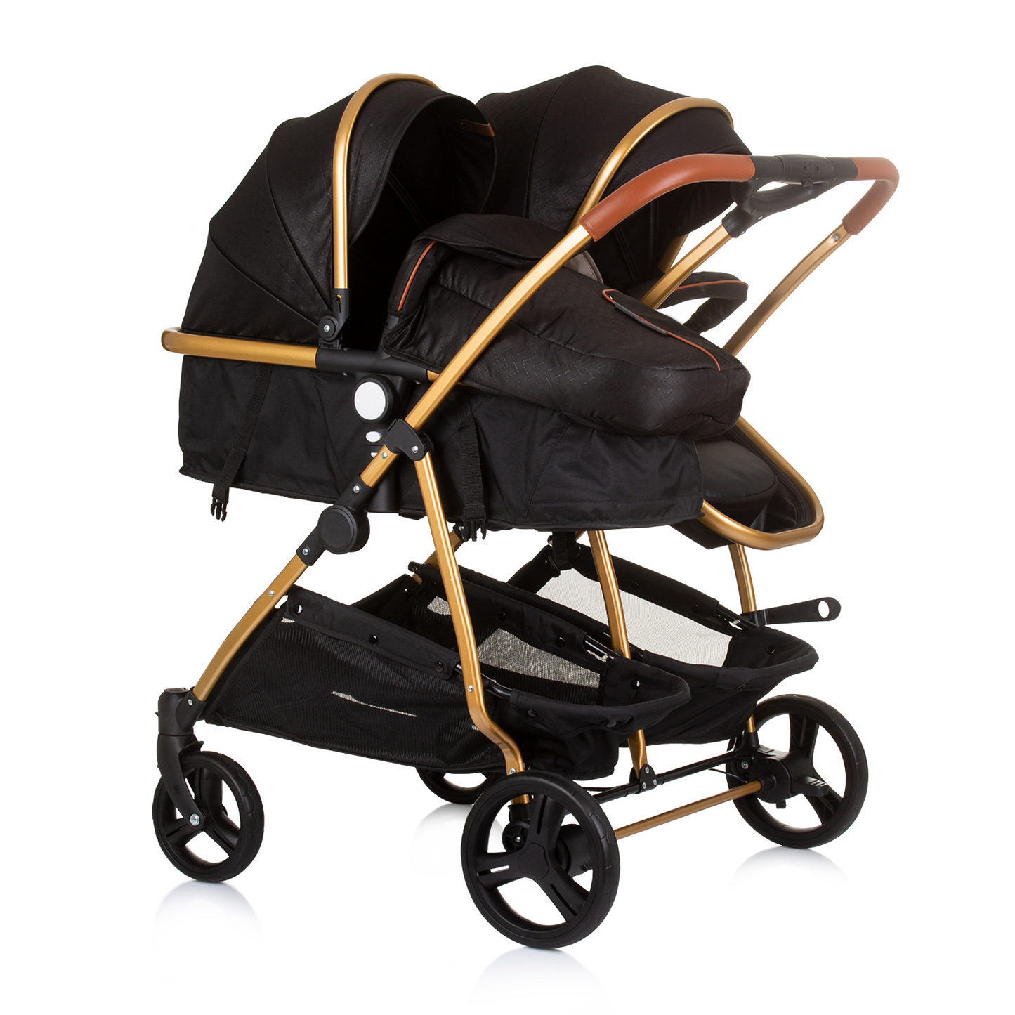 KINDERWAGEN FÜR ZWEI KINDER DUO SMART OBSIDIAN / GOLD