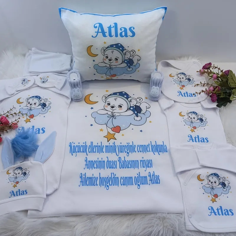 Personalisierte Babykleidung bedruckt 11-TLG - Blue Herz