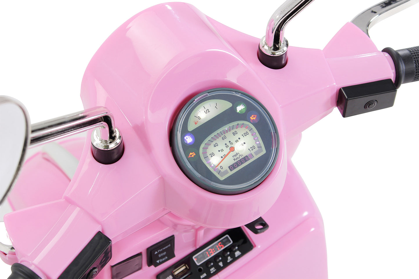 Kinder-Elektroroller Vespa, lizenziert, EVA-Reifen, LED-Scheinwerfer, Koffer, Soundmodul, Stützräder