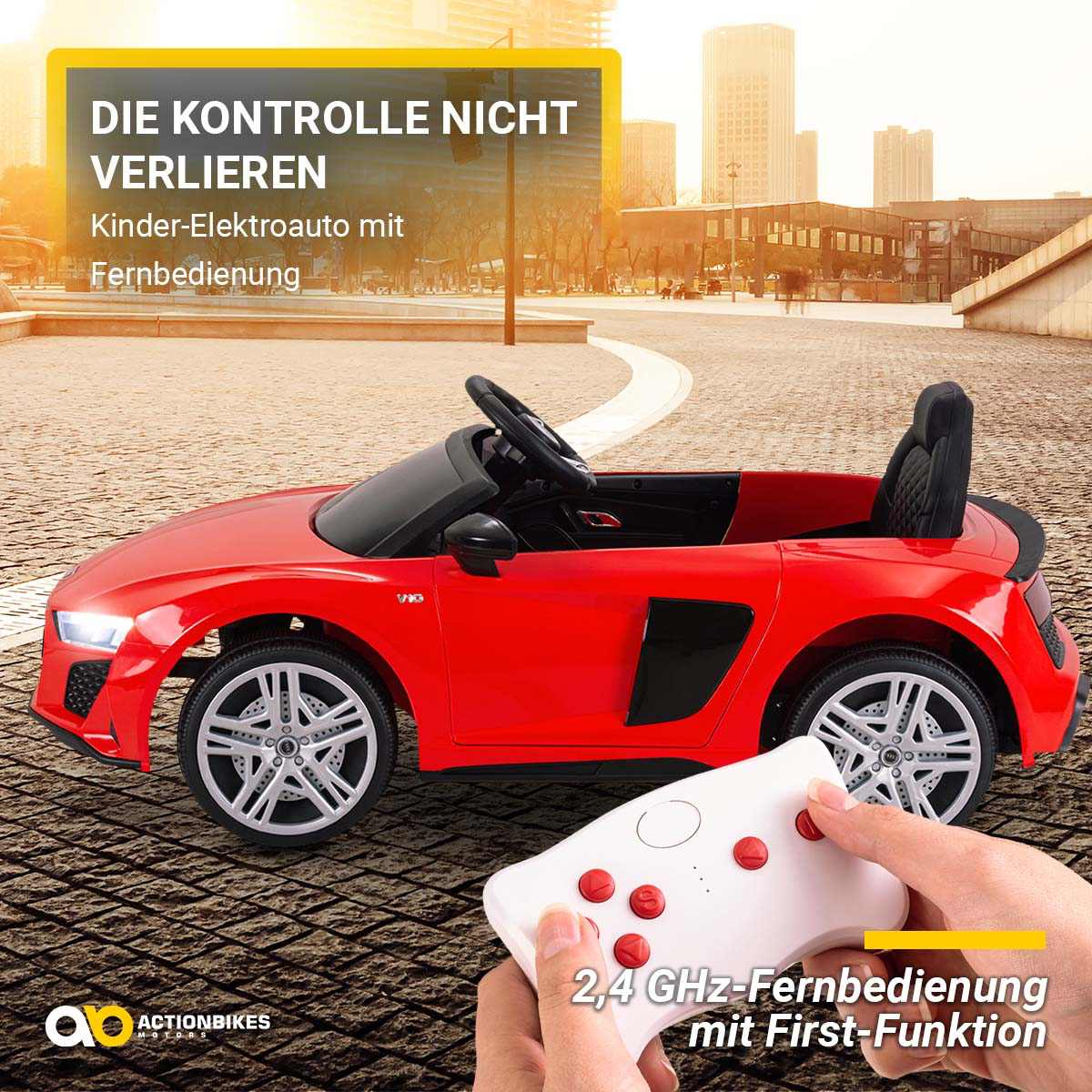 Kinder-Elektroauto Audi R8 Spyder lizenziert, 60 Watt, LED-Scheinwerfer, Musik, Hupe, Fernbedienung
