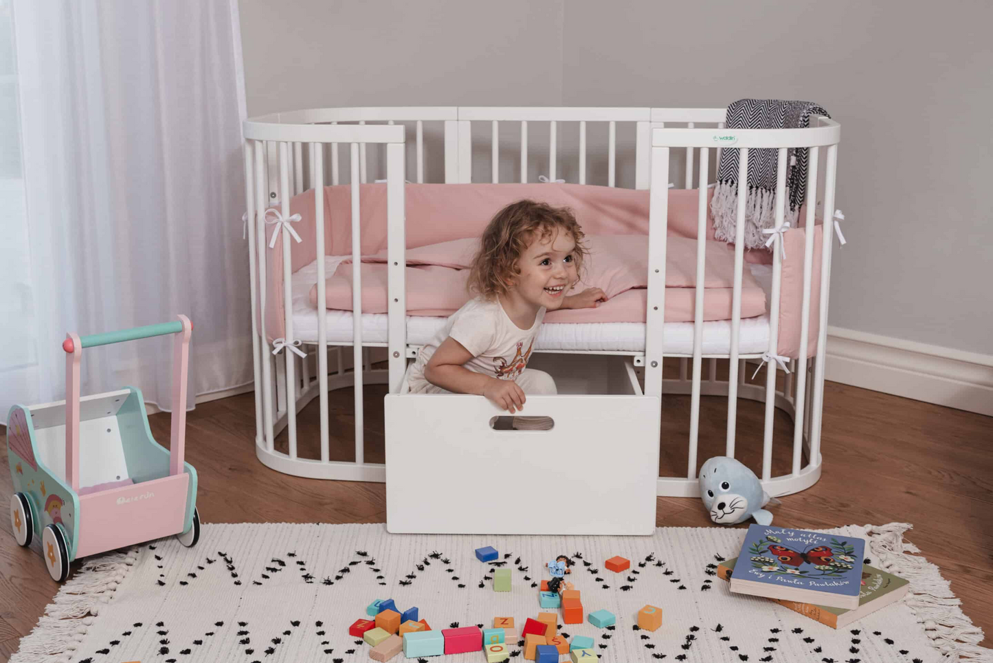 QUADRATISCHES BABYBETT - WALDIN WEIß