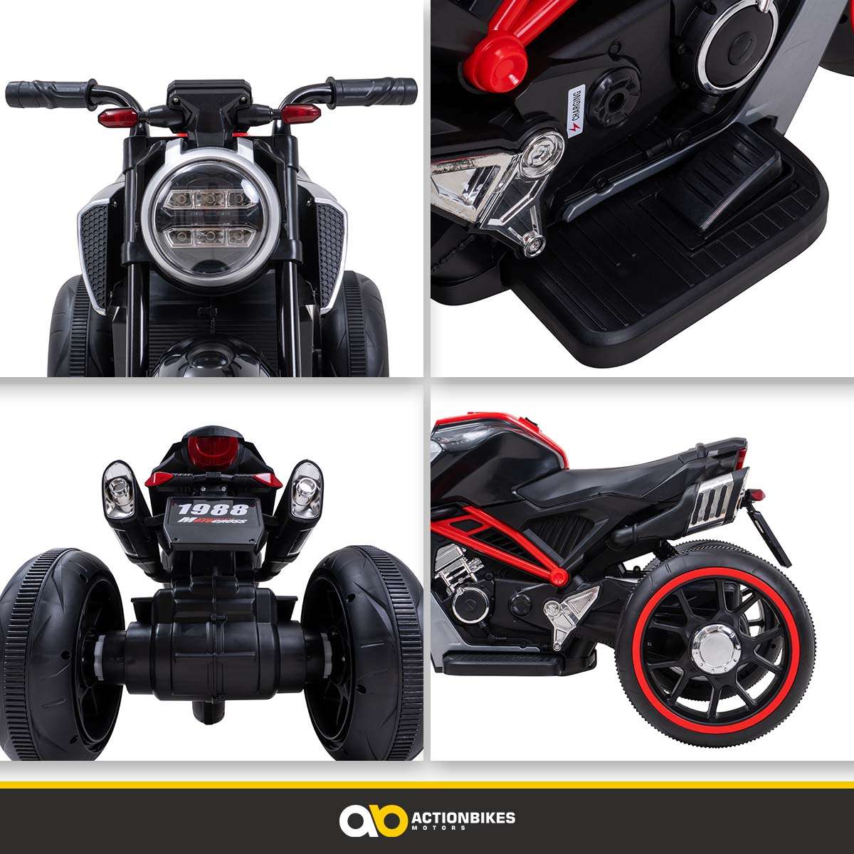 Kindermotorrad Cruiserbike, Motorsound, Bremsautomatik, 36 Watt, 2x 6 Volt, Hartplastikreifen, LED
