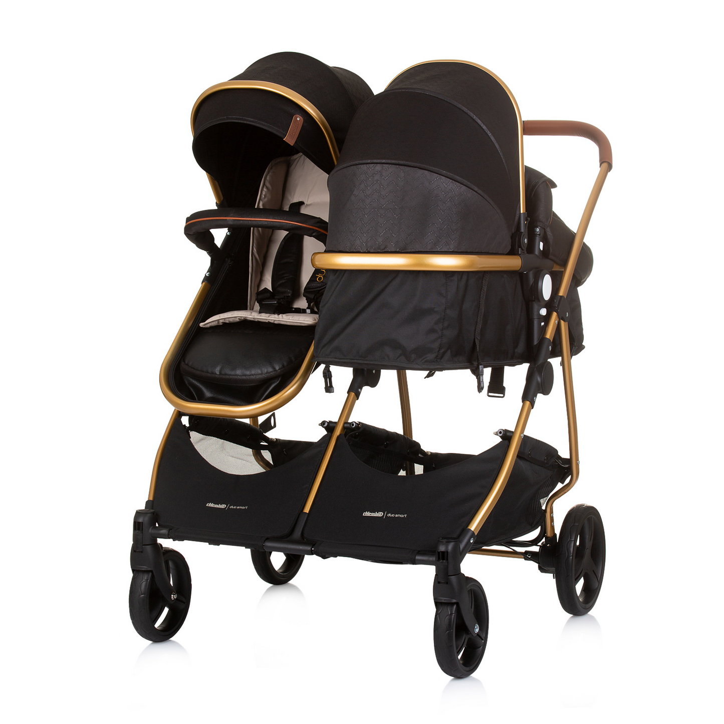 KINDERWAGEN FÜR ZWEI KINDER DUO SMART OBSIDIAN / GOLD