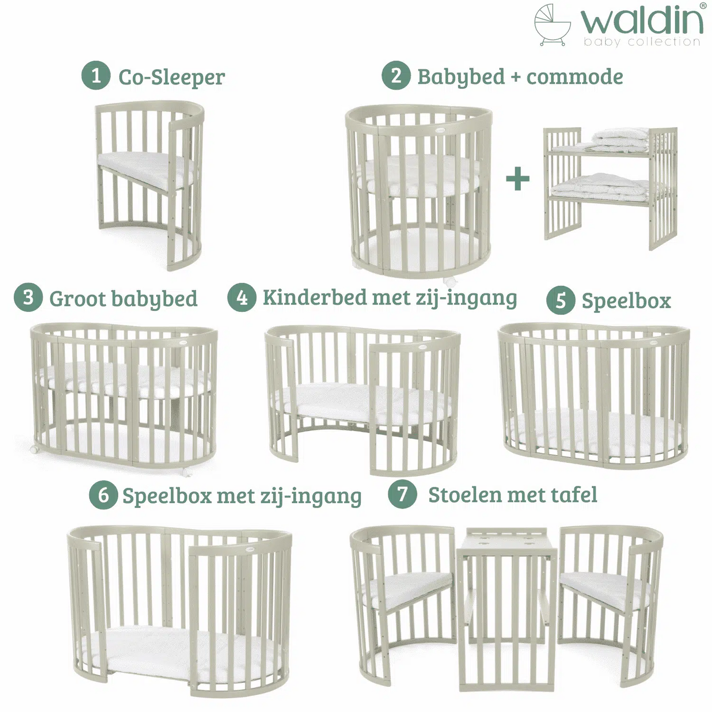 OVALES BABYBETT 7-IN-1 - WALDIN OLIVGRÜN