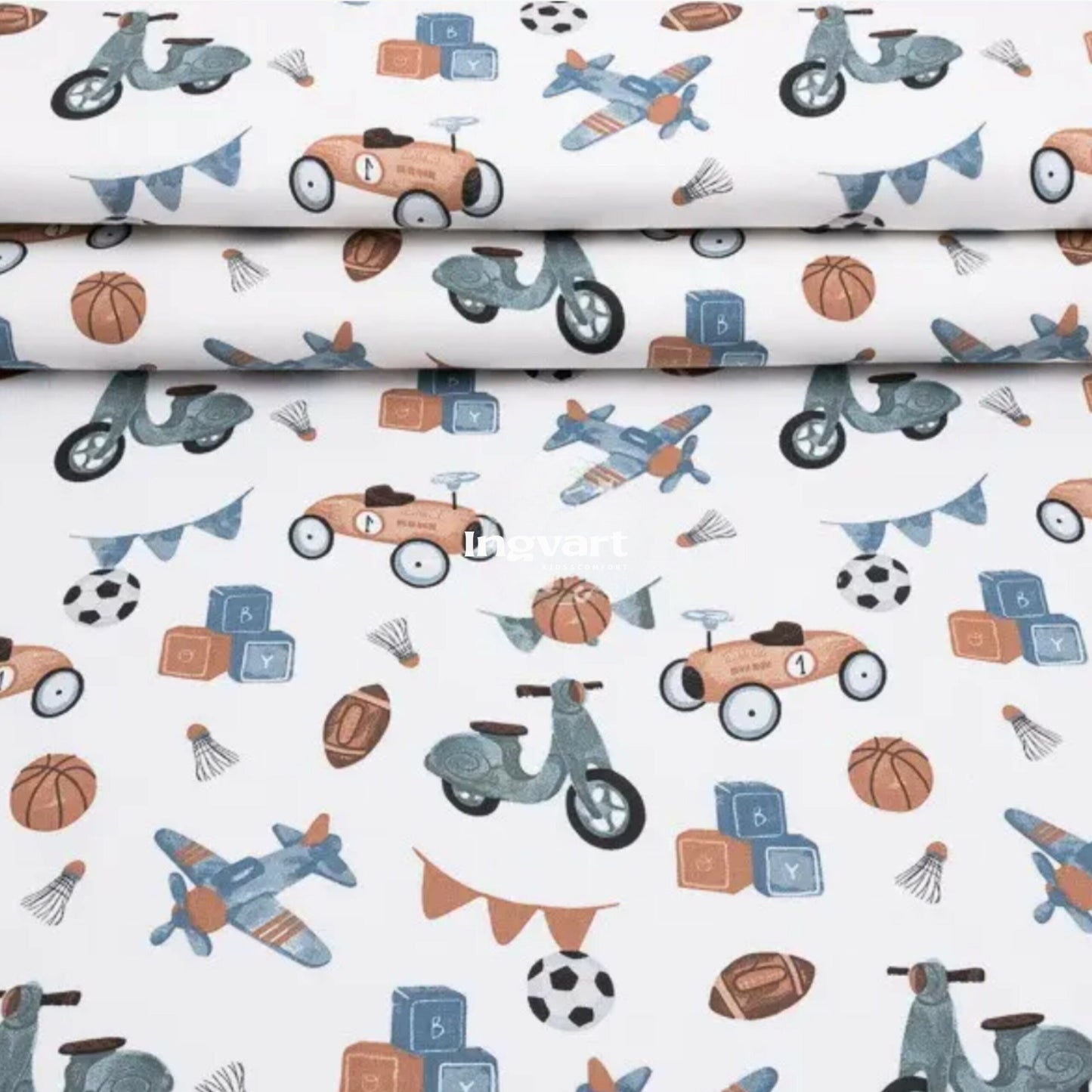 Baumwolllaken „Autos mit Bällen“