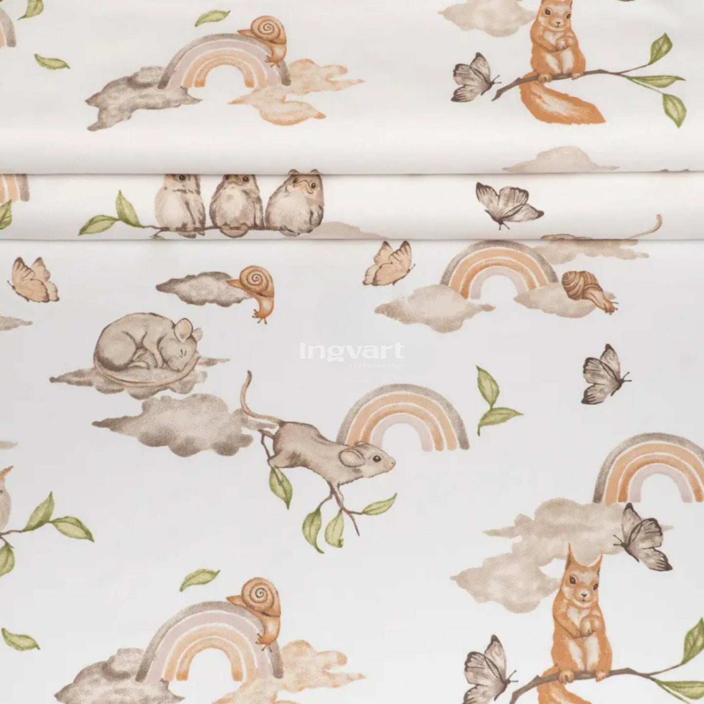 Baumwolllaken „Eichhörnchen, Mäuse, Schnecken“