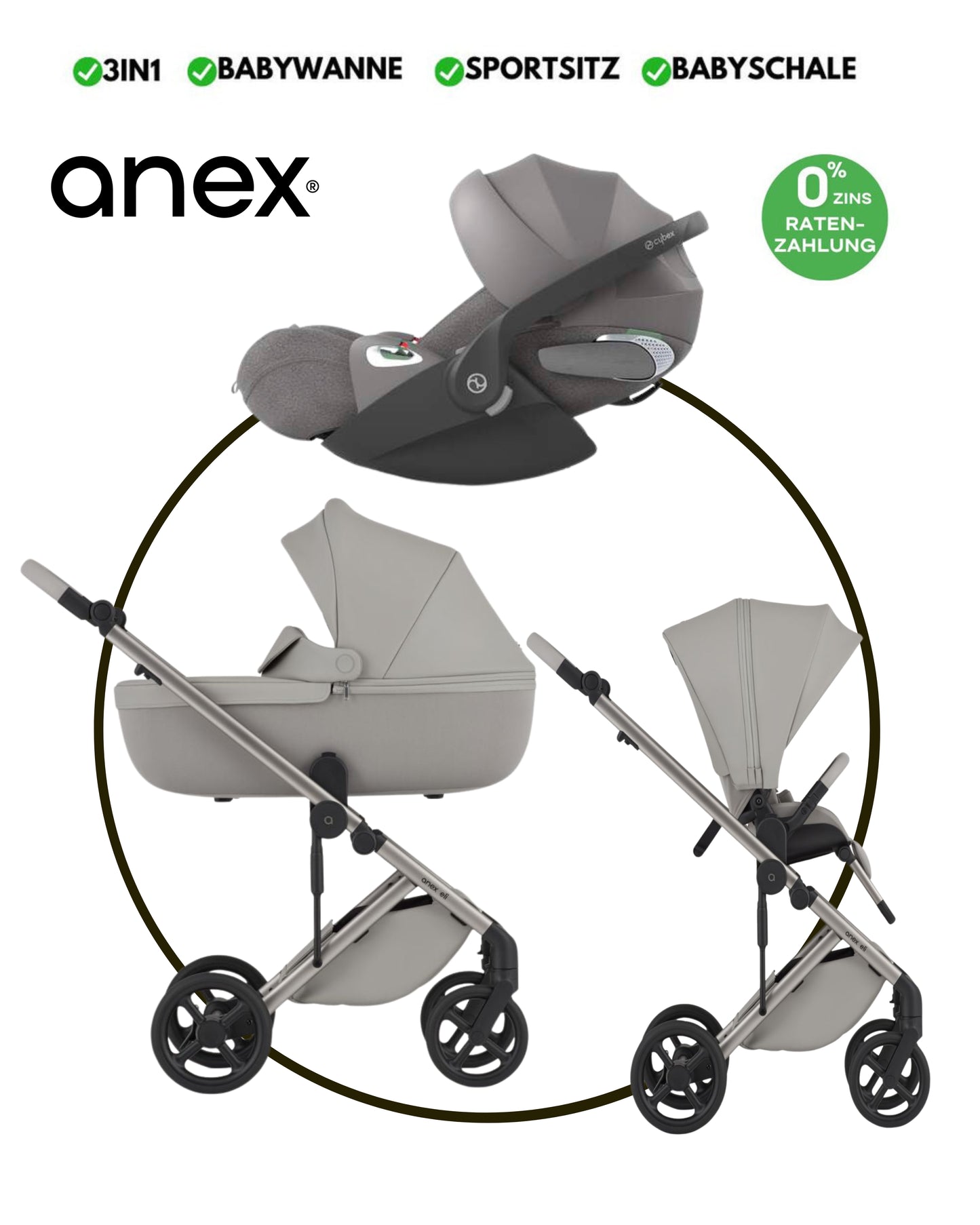ANEX ELI „SANTAL“ - BUNDLE SET „CYBEX CLOUD-T MIRAGE GREY“