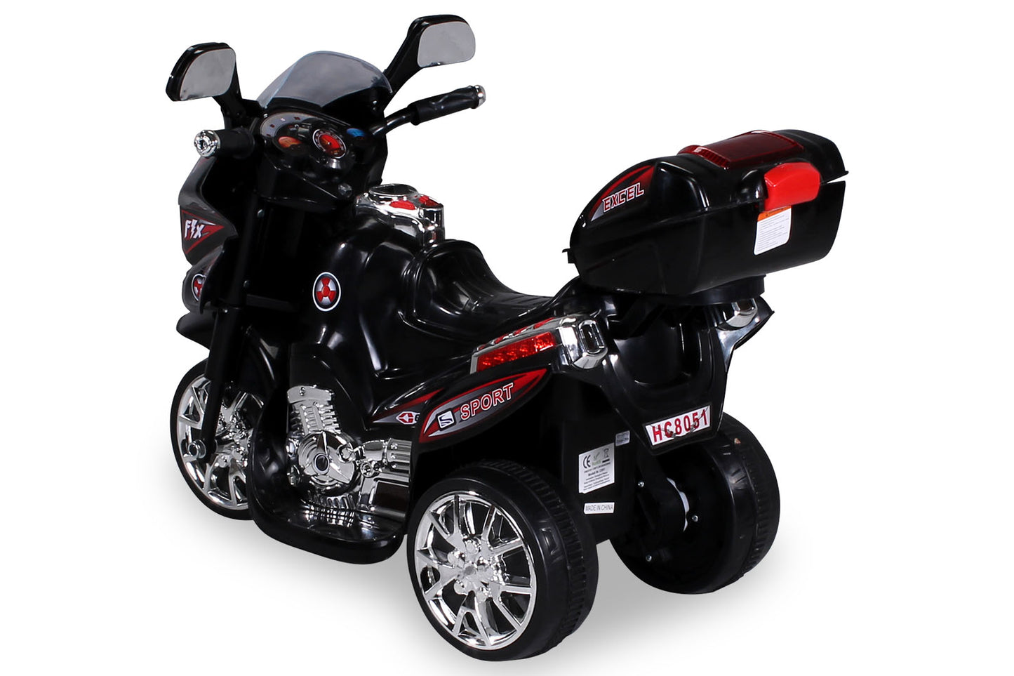Kindermotorrad C051, Kinder-Elektro-Motorrad mit 12-Watt-Motor, LED-Scheinwerfer, 2-Gang-Getriebe