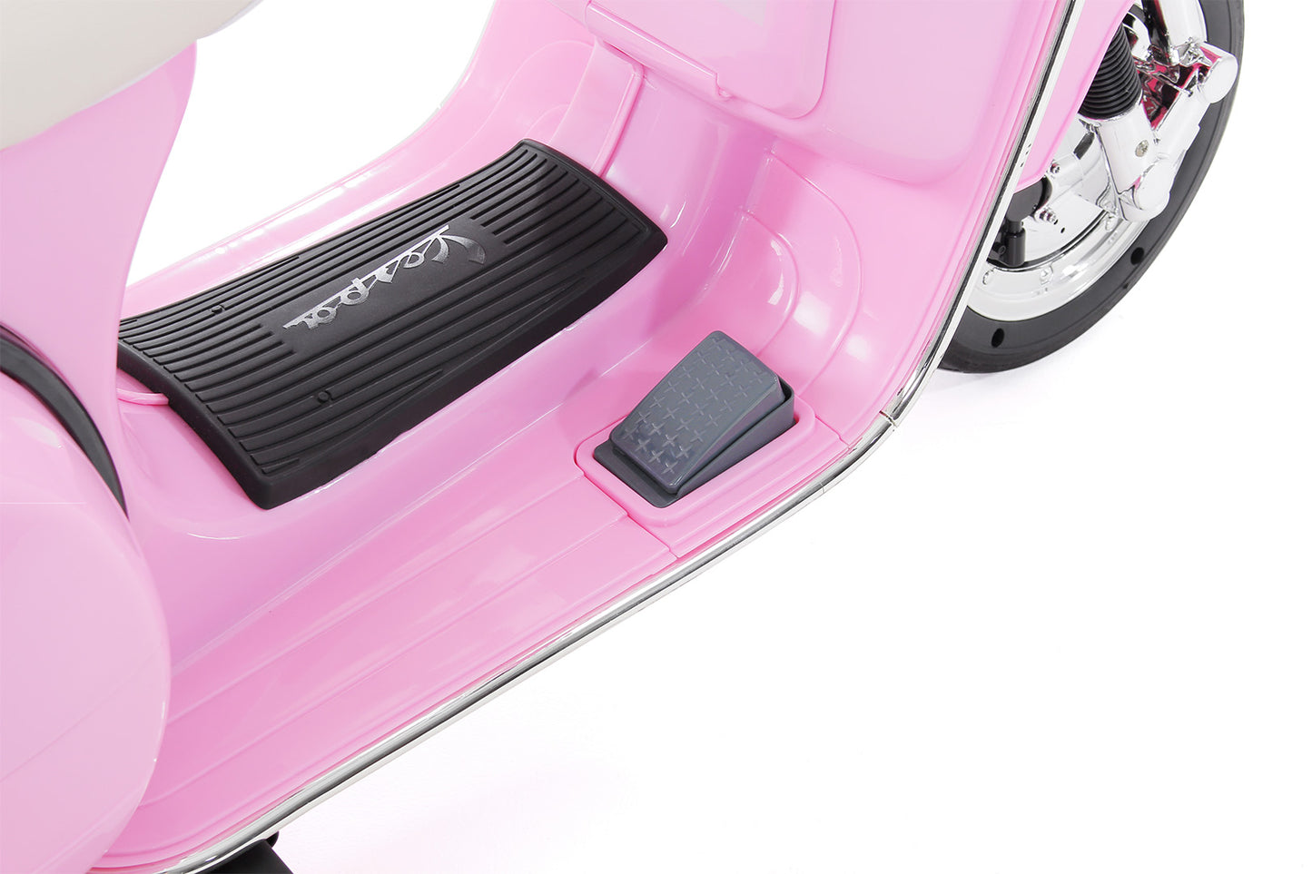 Kinder-Elektroroller Vespa, lizenziert, EVA-Reifen, LED-Scheinwerfer, Koffer, Soundmodul, Stützräder