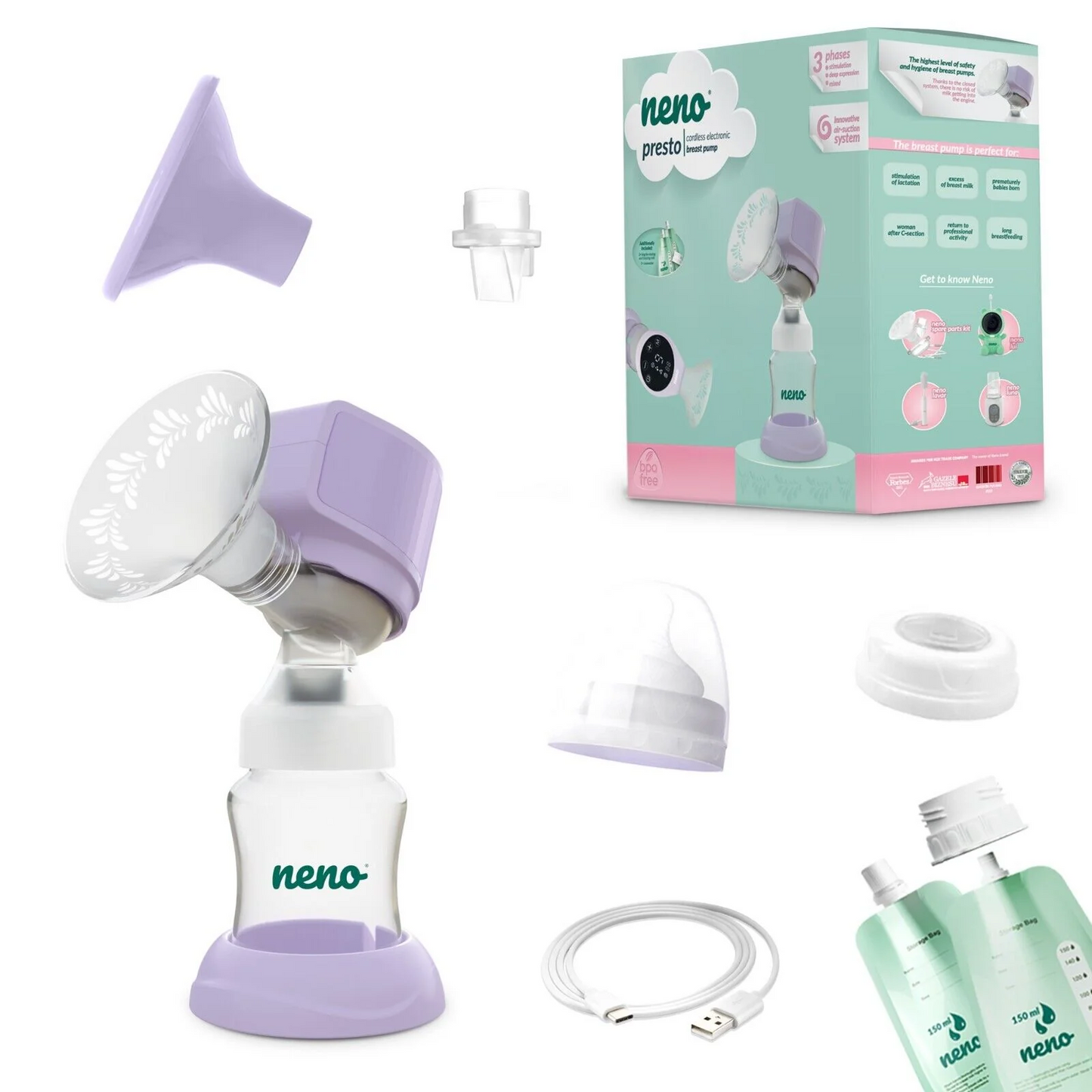 Neno Presto – 3-phasige kabellose elektronische Milchpumpe
