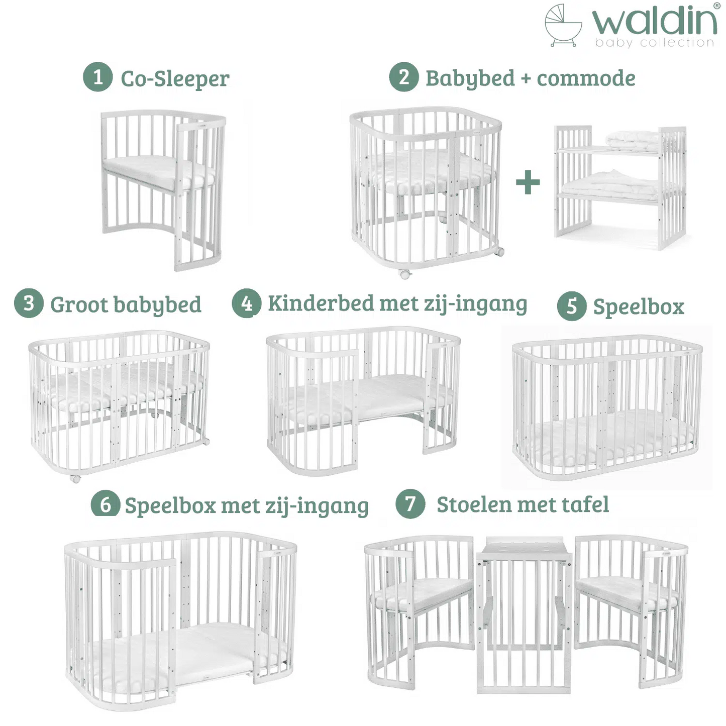 QUADRATISCHES BABYBETT - WALDIN WEIß