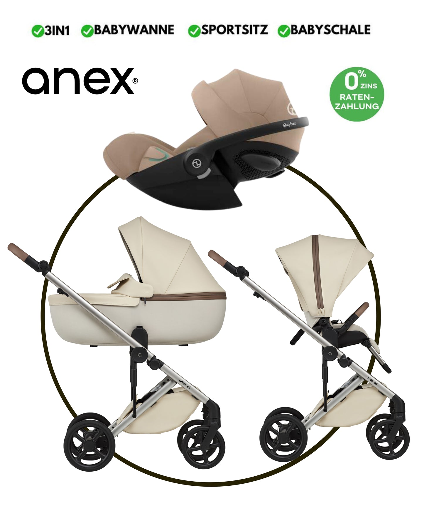 ANEX ELI „MUSE“ - BUNDLE SET „CYBEX CLOUD-G ALMOND BEIGE“