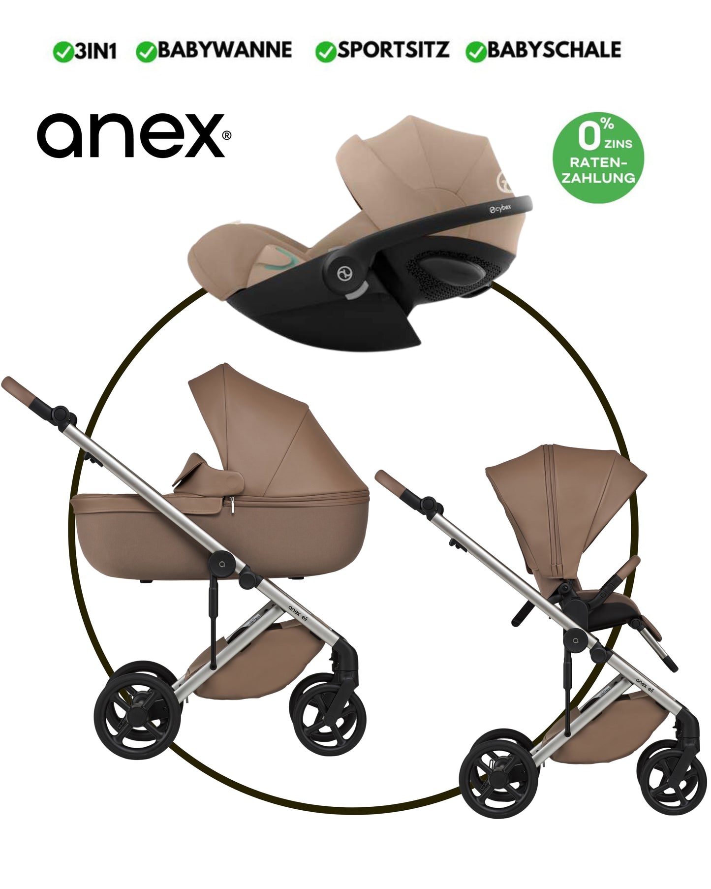ANEX ELI „SECRET“ - BUNDLE SET „CYBEX CLOUD-G ALMOND BEIGE“