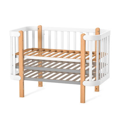 Veres Monaco Kinderzimmer / Möbelset / Babyzimmer (Babybett, Wickelkommode, Schrank) - Weiß Natur