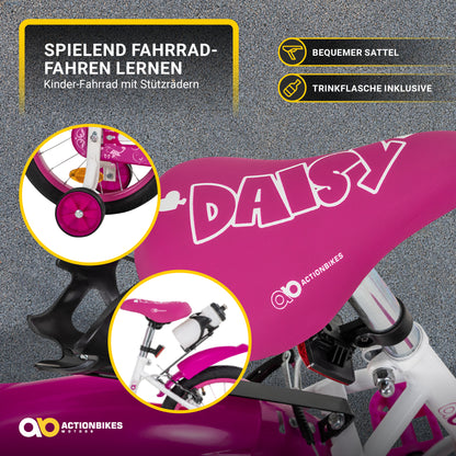 Kinderfahrrad Daisy 16 Zoll, pink, Stützräder, Korb, V-Brake-Bremsen, Antirutschgriffe