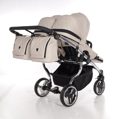 Zwillings-/Geschwisterwagen JUNAMA DUO V3 - ECO BEIGE/SILBER