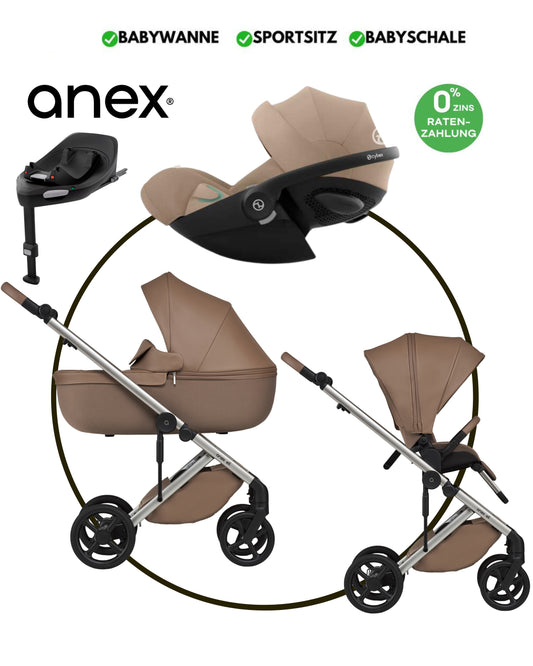 4-in-1 ANEX ELI „SECRET“ - BUNDLE SET „CYBEX CLOUD-G ALMOND BEIGE“ mit Isofix Station