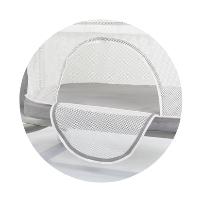 ELEKTRISCHES BEISTELLBETT/BABYWIEGE MIT ABKLAPPBARER SEITE „ULTIMA“ GREY