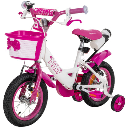 Kinderfahrrad Daisy 12 Zoll, pink, Stützräder, Korb, V-Brake-Bremsen, Antirutschgriffe