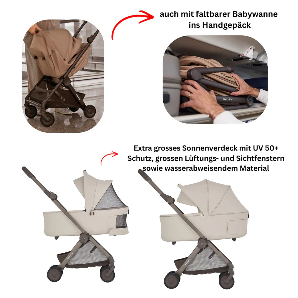 ANEX AIR-Q TRAVEL-BUNDLE 2-IN-1 SET MIT FALTBARER BABYWANNE - VANILLE