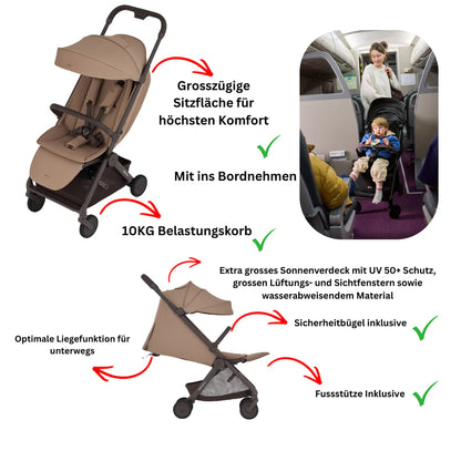 ANEX AIR-Q TRAVEL-BUNDLE 2-IN-1 SET MIT FALTBARER BABYWANNE - KARAMELL