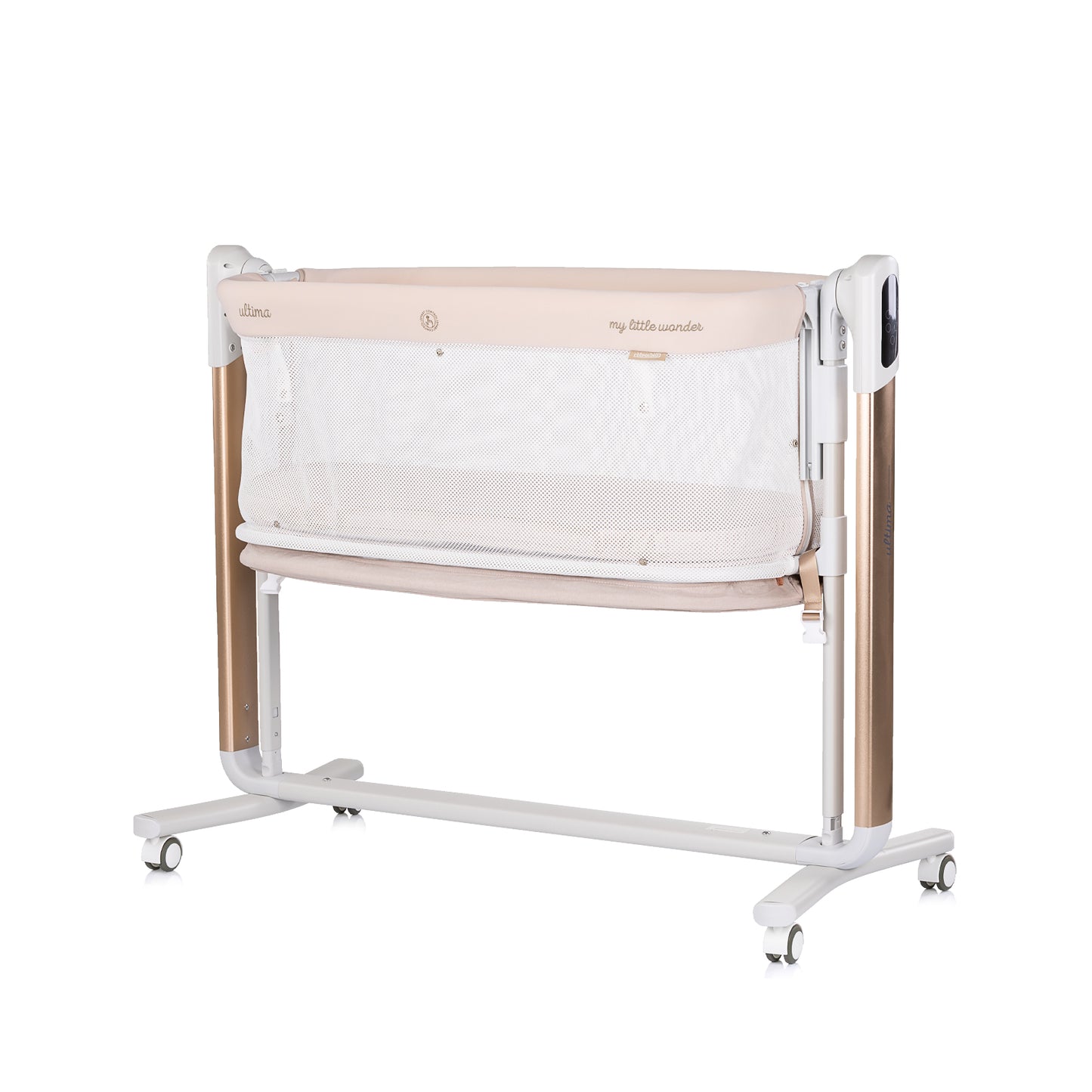 ELEKTRISCHES BEISTELLBETT/BABYWIEGE MIT ABKLAPPBARER SEITE „ULTIMA“ BEIGE