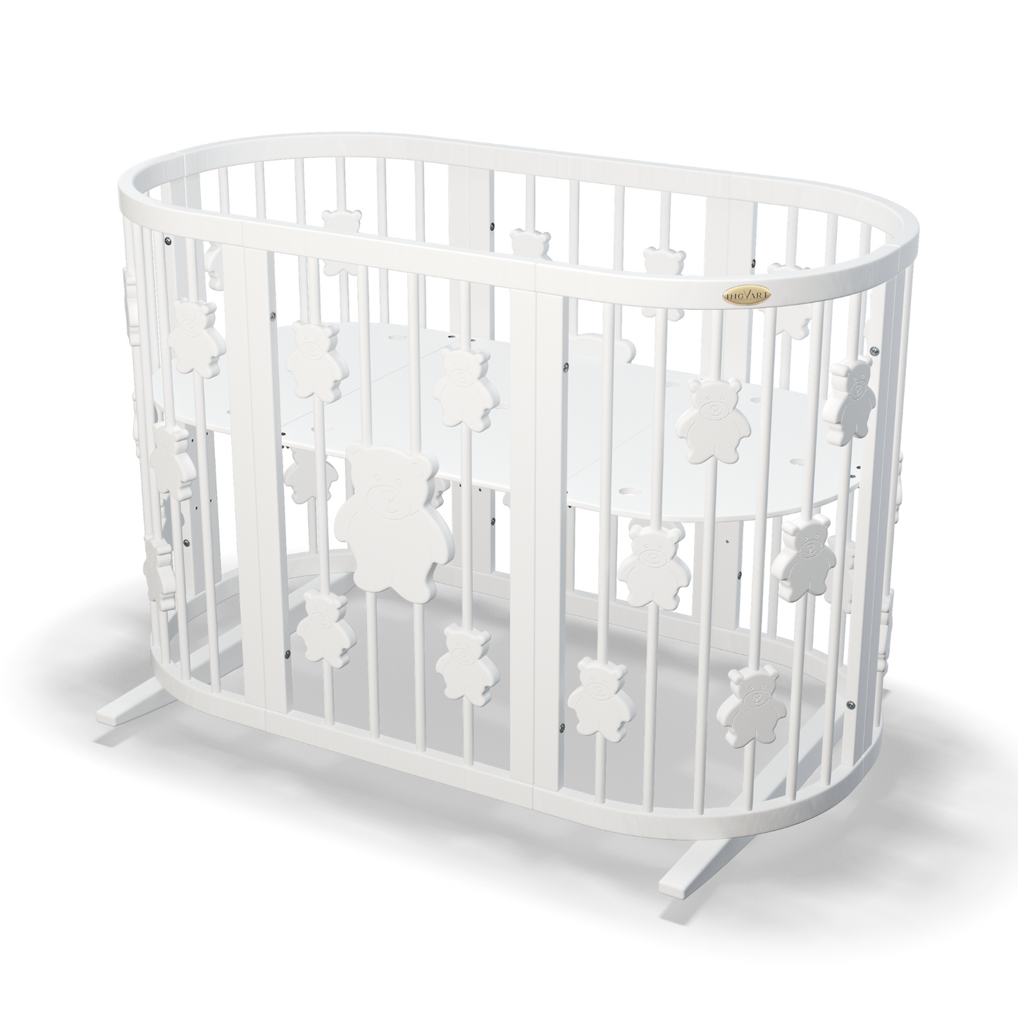 SMART BED 9-in-1-Verwandlungsbett mit Bärenmotiven, milchfarben